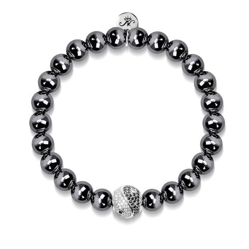 Équilibre | Argent & Hématite | Cristal Yin Yang